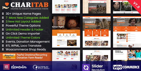 Product preview supplied for Charitab - Nonprofit Charity WordPress Theme