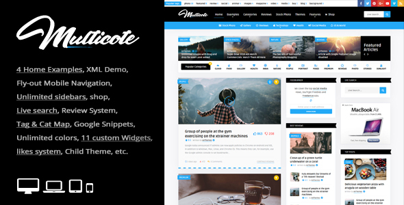 Product preview supplied for Multicote - Magazine and WooCommerce WordPress Theme
