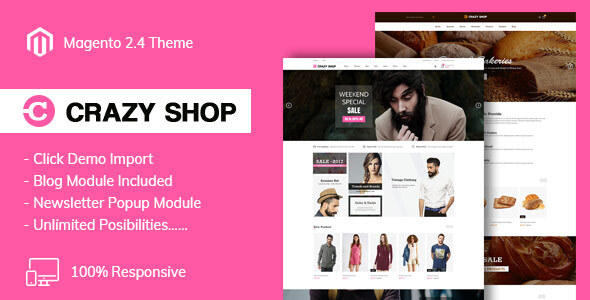 Crazyshop Multipurpose Responsive Magento2 Theme | Fashion | Watch | Food
