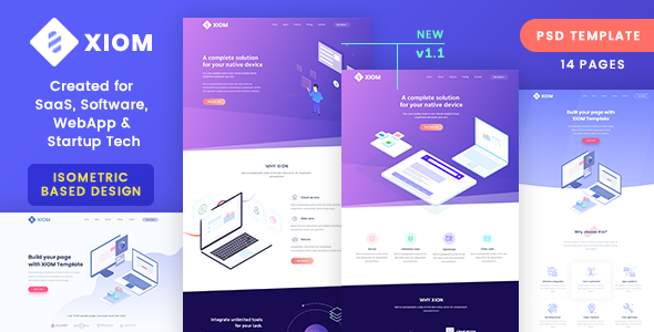 XIOM – SaaS, Software, WebApp and Startup Tech PSD Template