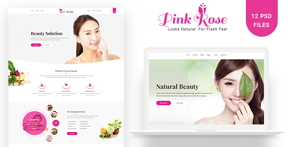Pink Rose Unique Web Layout PSD Template