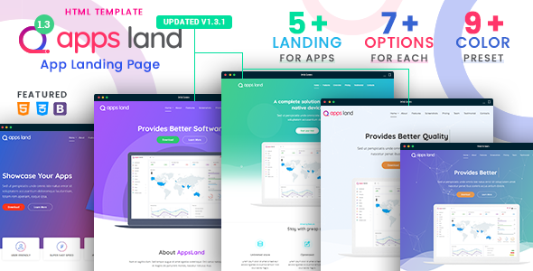 Preview image for AppsLand - App Landing Page HTML Template