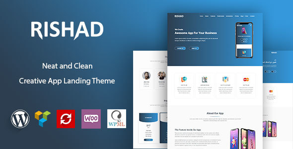 Rishad - App Landing WordPress Theme product preview