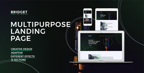 Product preview supplied for Bridget – Responsive HTML Landing Page