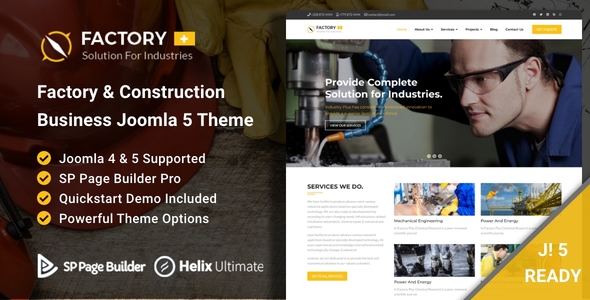 Preview image for Factory Plus - Industrial & Construction Business Joomla 5 Template