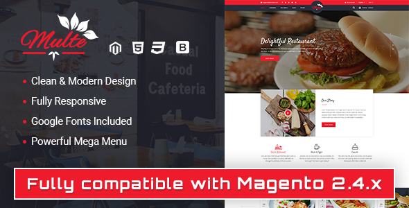 Multe - Responsive Magento 2 Restaurant Theme product preview