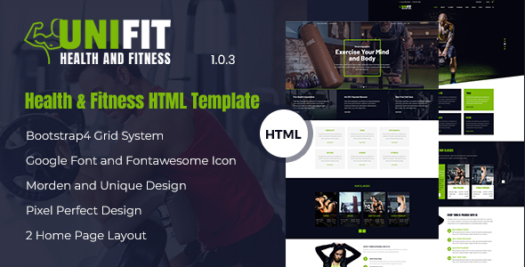 Unifit - Health and Fitness HTML Template product preview