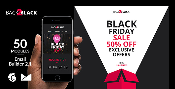 Back2Black Email Template + Online Builder 2.1