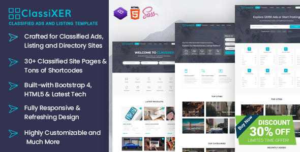 Product preview supplied for ClassiXER - Classified Ads and Listing Website Template