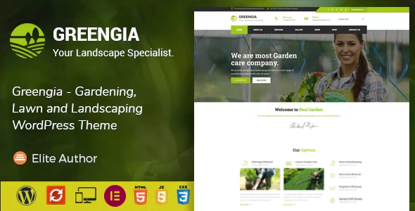 Product preview supplied for Greengia - Gardening, Lawn and Landscaping WordPress Theme