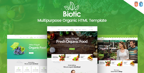 Product preview supplied for Biotic - Organic Food / Products HTML Template