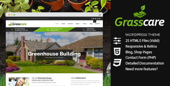 GrassCare - Gardening & Lawn Responsive WordPress Theme listing image