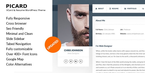 Picard - vCard & Resume WordPress Theme
