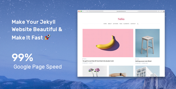 Product preview supplied for Nubia - Minimal Blog and Magazine Jekyll Theme
