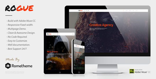 Product preview supplied for ROGUE - Creative Multi-purpose MUSE Template