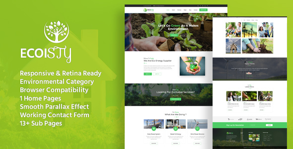 Ecoisty - Environment / Non-Profit HTML Template listing image