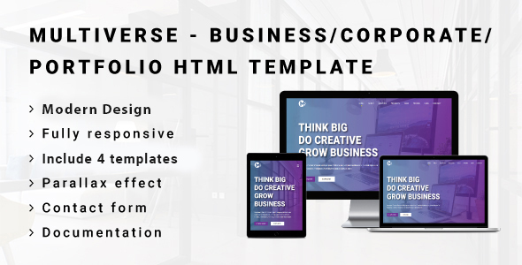 MULTIVERSE - Multipurpose Business/Corporate/Portfolio HTML Template product preview