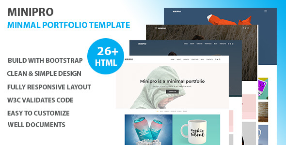 Product preview supplied for Minipro - Minimal Portfolio HTML Template