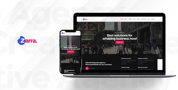 Zarra - One Page Creative Agency HTML Template listing image