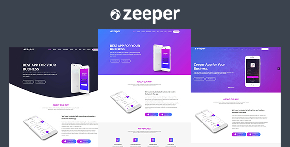 Preview image for Zeeper - App Landing Page HTML
