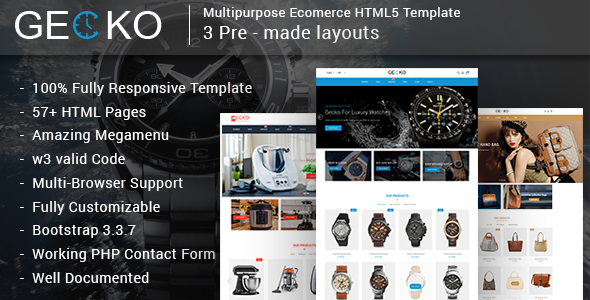 Product preview supplied for Gecko - Responsive Multipurpose E-Commerce HTML5 Template
