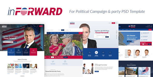 Product preview supplied for inForward - Political Campaign, Party, Nonprofit PSD Template