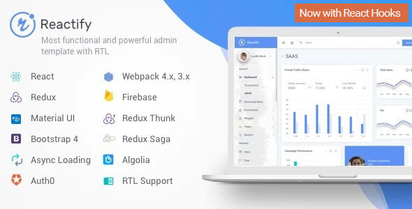 Product preview supplied for Reactify - React Redux Material BootStrap 4 + Laravel Admin Template