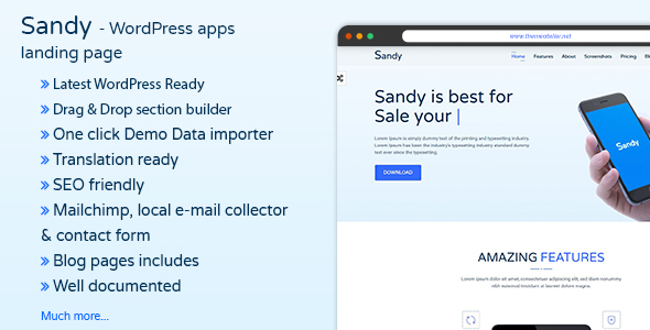 SANDYWP - Apps Landing Page WordPress Theme
