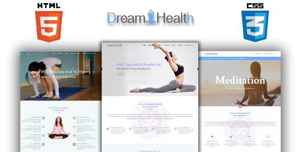 Product preview supplied for Dreamhealth - Yoga, Spa and Fiteness HTML Template