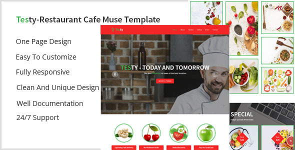 Preview image for Testy-Restaurant Cafe Muse Template