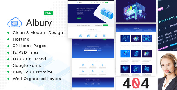 Albury : Hosting PSD Template