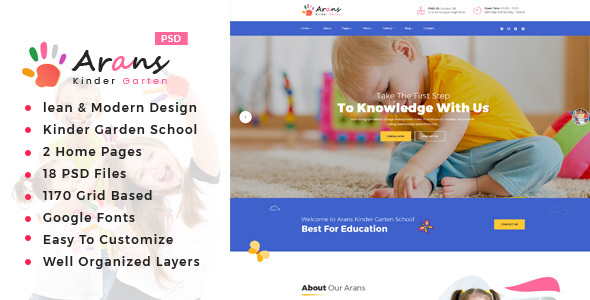 Arans : Kinder Garden PSD Template