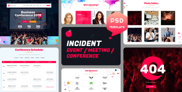 Incident - Event, Meeting and Conference PSD Template