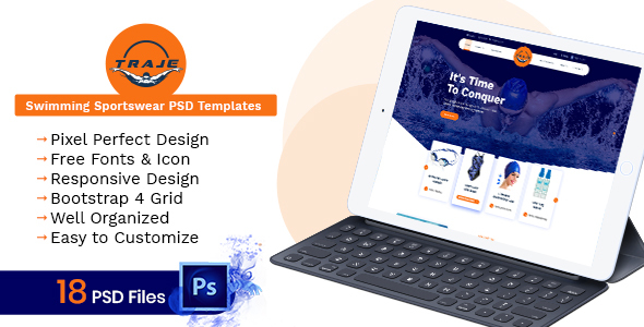 Traje - Swimming Sportswear Store PSD Template