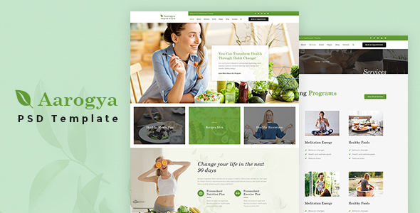 Aarogya | Health Coach and Nutrition, Dietitian PSD Template