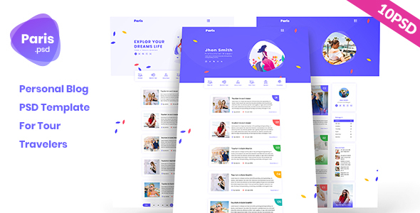Paris - Personal Tour Travelers Blog PSD Template