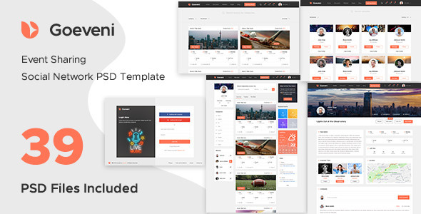 Goeveni - Event Sharing Social Network Psd Template