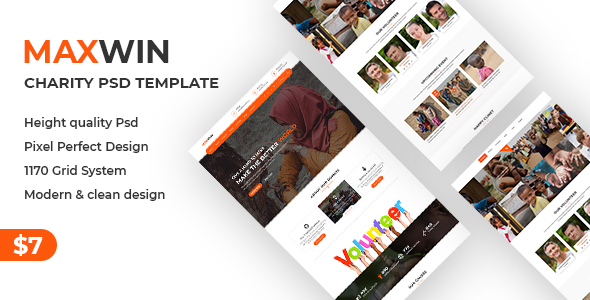 Maxwin - NonProfit Charity PSD Template