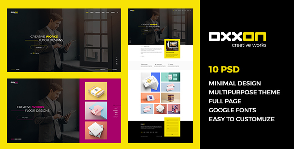 Product preview supplied for Oxxon - Minimal Agency & Mutipurpose PSD Template
