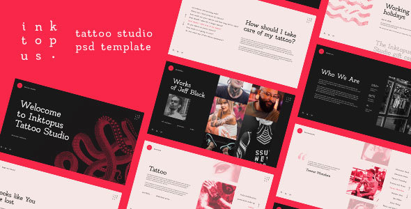 Inktopus — Tattoo Studio PSD Template product preview