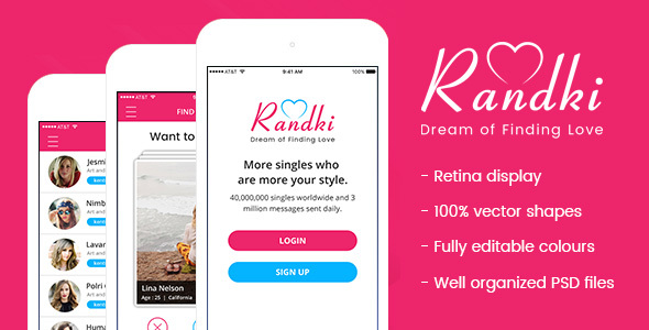 Preview image for Randki - Dating Mobile App PSD