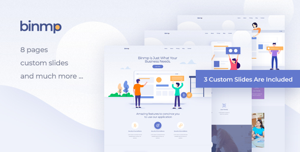 Binmp - App and Software Landing PSD Template