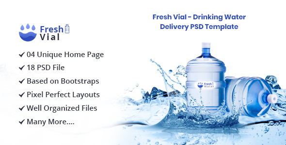 Preview image for Fresh Vial - Drinking Mineral Water Delivery PSD Template