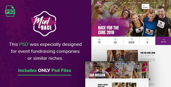 Mud Race - Single Event Fundraiser PSD Template