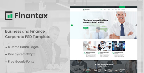 Finantax - Business and Finance Corporate PSD Template