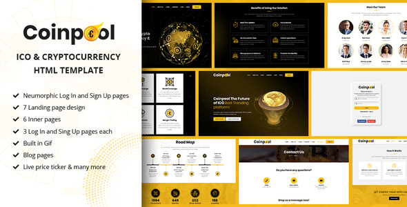 Coinpool - ICO, Bitcoin And Crypto Currency HTML Template listing image
