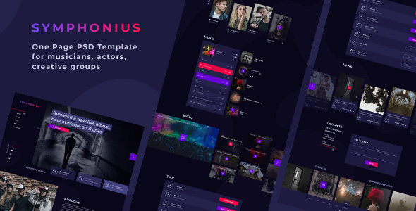 Symphonius — One Page PSD Template
