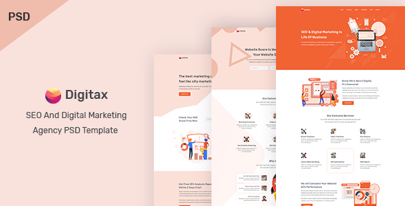 Digitax | SEO And Digital Marketing Agency PSD Template