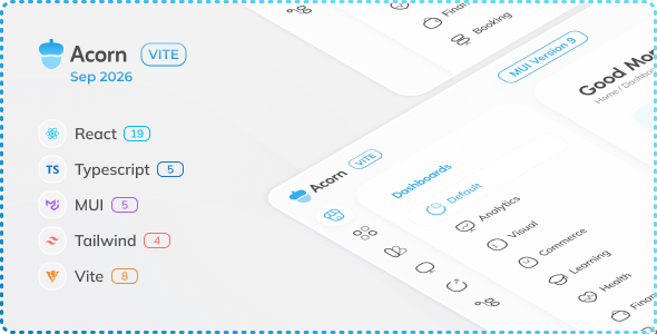 Preview image for Acorn - Vite React Admin Dashboard (React 19)