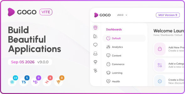 Product preview supplied for Gogo - Vite React Admin Dashboard (React 19)